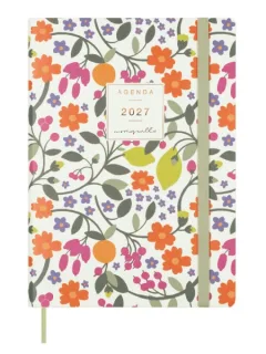 Finocam Moniquilla Agenda Profesional - Anual 2027 - Semana Vista Horizontal - Formato A5 - 148x210mm - Goma Elastica - Tapa Blanda de PU - Esquinas Microperforadas - Papel de 80g/m2 - Color
