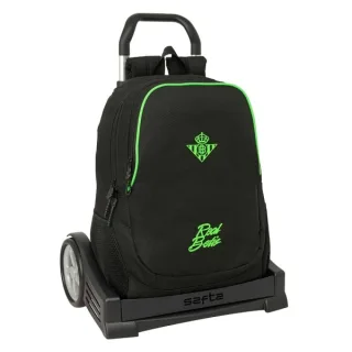 Safta Real Betis Balompie Mochila con Carro - Extraible - 23L - Portabotellas - Cremallera con Doble Tirador - Asa de Mano - Espalda Acolchada Antisudor - 32x44x16cm - Color Negro y Verde