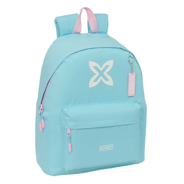 Safta Munich Sky Mochila - Bolsillo Frontal - Espalda Acolchada - Hombreras Ergonomicas - Cremallera con Doble Tirador - Asa de Mano - 33x42x15cm - Color Azul Pastel