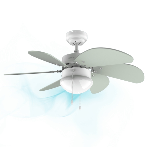 Cecotec EnerySilence Aero 3600 Vision Mint Ventilador de Techo con 6 Aspas y Lampara - 50W - Diametro de 92cm - 3 Velocidades - Aspas Reversibles - Modo Invierno - Control por Cadena - Color Menta