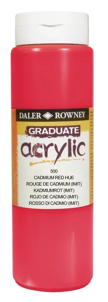 Daler Rowney Graduate Pintura Acrilica - Botella de Plastico - 500ml - Color Rojo de Cadmio