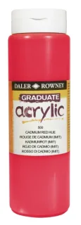 Daler Rowney Graduate Pintura Acrilica - Botella de Plastico - 500ml - Color Rojo de Cadmio