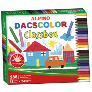 Alpino Dacscolor Economy Pack con 288 Ceras Semiblandas de Colores - Mezclables - No Manchan - Colores Surtidos
