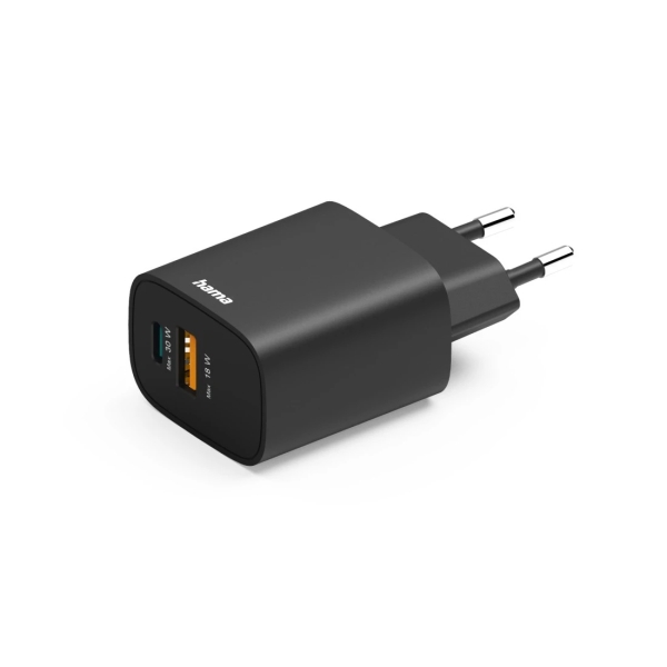 Hama Cargador de Pared - Potencia 30W - USB-C - USB-A - Power Delivery - Qualcomm - Color Negro