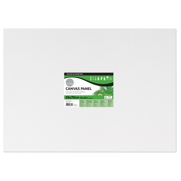 Daler Rowney Simply Carton Entelado - 250g - 50x70cm - Imprimacion Triple - Grano Medio - 100% Algodon sin Acido - 250g - Color Blanco