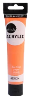 Daler Rowney Simply Pintura Acrilica - Tubo de Plastico - 75ml - Color Naranja Neon