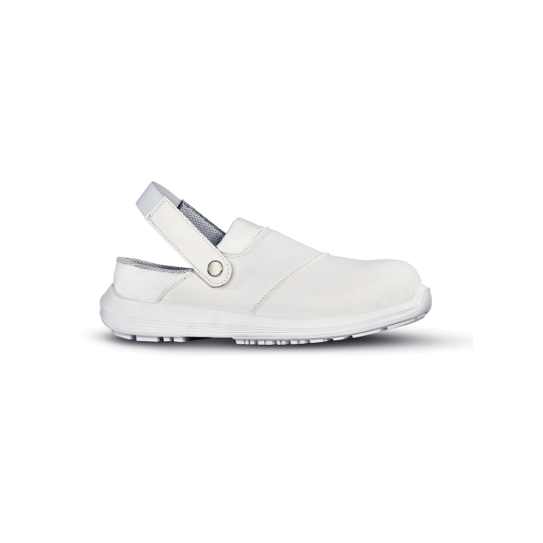 Upower Sinergy O Calzado de Seguridad para Mujeres - Talla 35 - Empeine en Microfibra, Puntal Composite, Suela Antideslizante PU/PU, Correa Ajustable, Proteccion SB e a FO SR - Color Blanco