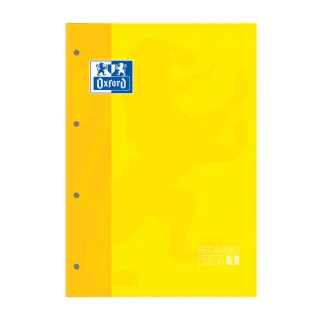 Oxford School Classic Recambio Encolado A4 80 Hojas Cuadricula 5x5 - Recuadro del Color de la Tapa - Tapa Color Amarillo · Pack de 5 uds.