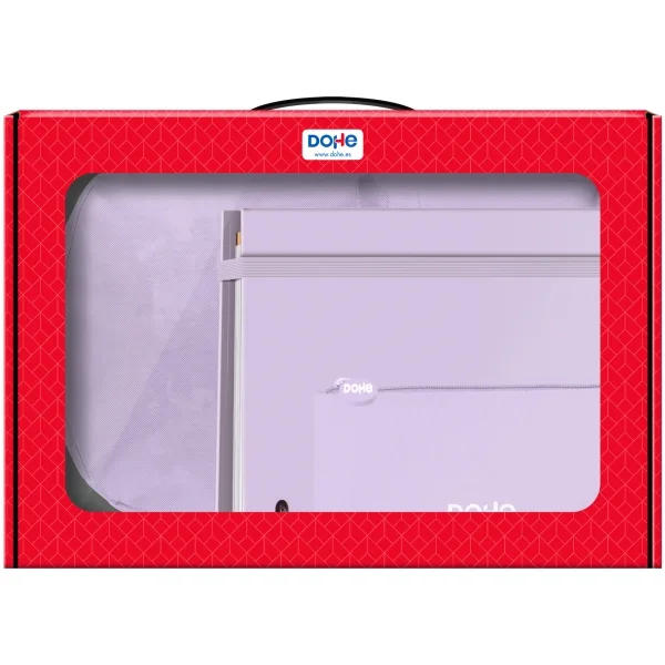 Dohe Serenity Pack de Mochila + Carpeta A4 Recambio + Portatodo Triple - Todo en un Maletin Perfecto para Regalo - Color Morado