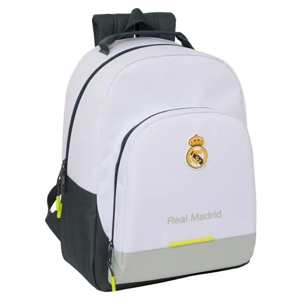 Safta Real Madrid 1ª Equipacion 25/26 Mochila Escolar - Adaptable a Carro - Asa de Mano - 32x42x15cm - Color Blanco