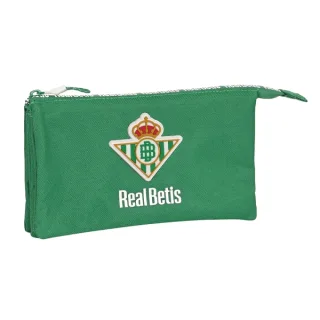 Safta Real Betis Balompie Portatodo - 3 Compartimentos con Cremalleras - Bolsillo Interior - 0.6L - 220x30x120mm - Color Verde