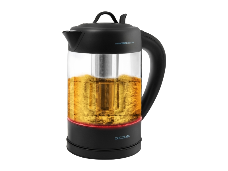 Cecotec Thermosense 390 Clear Hervidor de Agua Electrico 2 en 1 - 2200W - Capacidad 1.7L - Control de Temperatura - Filtro Antical Desmontable - Base Giratoria 360º - Acero Inoxidable - Colo