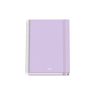 Dohe Serenity Cuaderno Espiral A5 100 Hojas Cuadricula 5mm - Tapa Dura Impresa a todo Color y Plastificada en Brillo - Bandas de Color - Cierre de Goma - Color Morado
