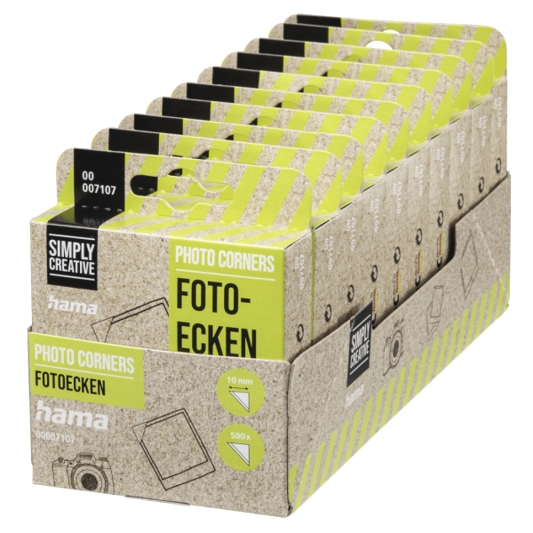 Hama Pack de 500 Esquinas Adhesivas para Foto - Borde 10mm - Polipropileno - Color Transparente · Pack de 10 uds.