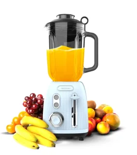 Cecotec Power Black Titanium RetroBlue Batidora de Vaso - Potencia 1200W - Capacidad Jarra 1.5L - Velocidad Ajustable - Estilo Retro - Cuchillas Recubiertas de Titanio - Color Azul Claro