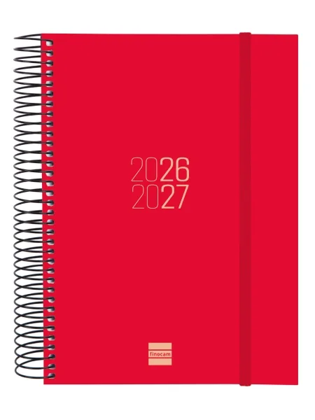Finocam Espir Agenda Escolar 26/27 - 1 Dia por Pagina - Formato E10 - 155x212mm - Tapas de Polipropileno - Papel de 70g/m2 - Espiral Metalica - Esquinas Microperforadas - Color Rojo