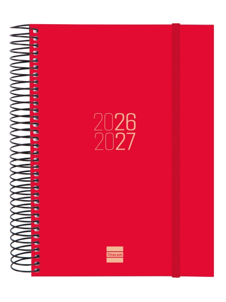 Finocam Espir Agenda Escolar 26/27 - 1 Dia por Pagina - Formato E10 - 155x212mm - Tapas de Polipropileno - Papel de 70g/m2 - Espiral Metalica - Esquinas Microperforadas - Color Rojo