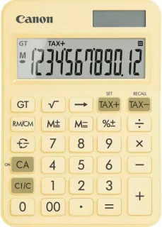 Canon LS-125KB Calculadora de Sobremesa con Pantalla LCD de 12 Digitos - Raiz Cuadrada, Calculo de Constantes, Gran Total, Cambio de Signo etc... - Alimentacion Solar y Pilas - Color Amarill