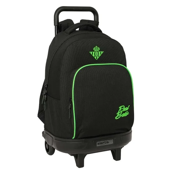 Safta Real Betis Balompie Mochila con Carro - Extraible - 33L - Portabotellas - Tarjeta de Identificacion Personal - Doble Tirador - Asa de Mano - Bolsillo Frontal - 33x45x22cm - Color Negro y Verde
