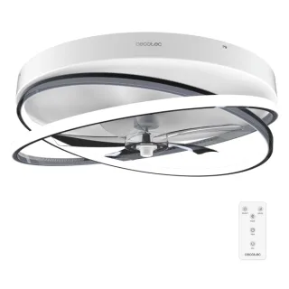 Cecotec EnergySilence LampAero 600 FlowLight Ventilador de Techo con 5 Aspas y Luz - 20W - Aro LED con 3 Tonos - Diametro de 24" - Temporizador - 3 Velocidades - Modo Invierno - Color Blanco