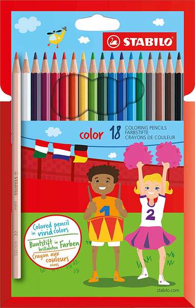 Stabilo Color Pack con 18 Lapices de Colores - Mina de 2.5mm - Ideal para el Colegio - Colores Surtidos