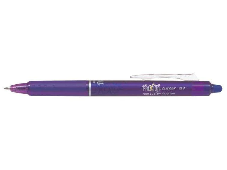 Pilot Frixion Clicker Boligrafo de Gel Borrable Retractil - Punta de Bola 0.7mm - Trazo 0.4mm - Grip Ergonomico - Color Violeta · Pack de 12 uds.