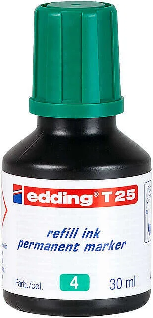 Edding T25 Bote de Recarga para Rotulador Permanente - Capacidad 30ml - Color Verde