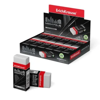 Erichkrause Megapolis Goma de Borrar Suave - Fabricada de Caucho Termoplastico Hipoalergenico - Ecologica y Moderna - Envoltorio de Carton - Sin PVC - Color Blanco · Pack de 24 uds.