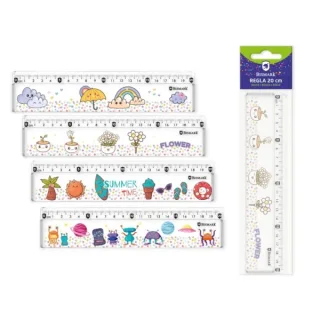 Bismark Regla 20cm con Bolitas de Colores en su Interior - Fabricada en Plastico - Ideal para Colegio - 4 Diseños Diferentes · Pack de 24 uds.