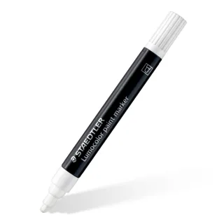 Staedtler Lumocolor 349 Marcador Acrilico Permanente - Trazo 2.4 mm aprox. - Tinta Base de Agua - Color Blanco · Pack de 10 uds.