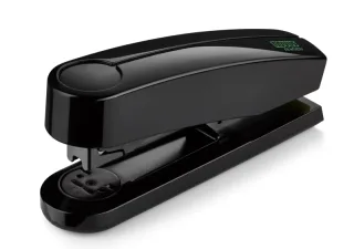Novus B4 re+new Grapadora de Sobremesa - Fabricada con Plastico Reciclado - Hasta 40 Hojas - Grapado Abierto, Cerrado y Clavado - Incluye 200 Grapas - Color Negro