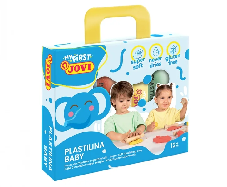 Jovi My First Plastilina Estuche de 4 Pastillas de Plastilina 38gr - Super Blanda - Estimula Creatividad y Sensibilidad Tactil - Fortalece Musculos de Manos y Dedos - Colores Surtidos
