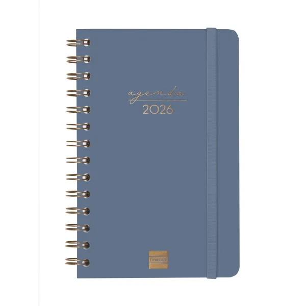 Finocam Alma Agenda - Anual 2026 - con Espiral - Formato E5 - 131x19x190mm - Semana Vista Horizontal - Color Azul