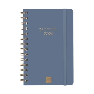 Finocam Alma Agenda - Anual 2026 - con Espiral - Formato E5 - 131x19x190mm - Semana Vista Horizontal - Color Azul