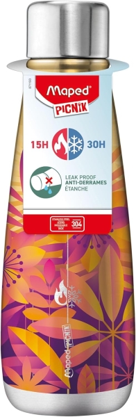 Maped Picnik Solaris Botella Isotermica 0.5L - Doble Pared de Acero Inoxidable - Liquidos Calientes hasta 15h, Frios hasta 30h