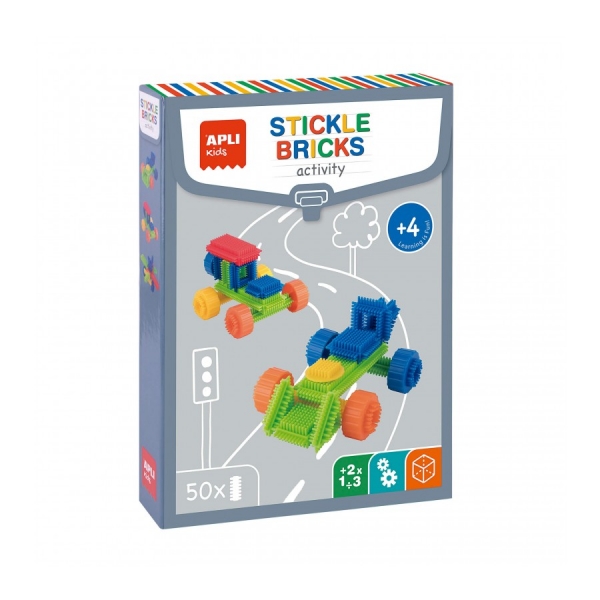 Apli Set Educativo de Construccion - 50 Piezas Flexibles - Fomenta la Psicomotricidad Fina - Mejora Coordinacion Mano-Ojo - Desarrolla Razonamiento Logico - Promueve Vision Espacial - Color