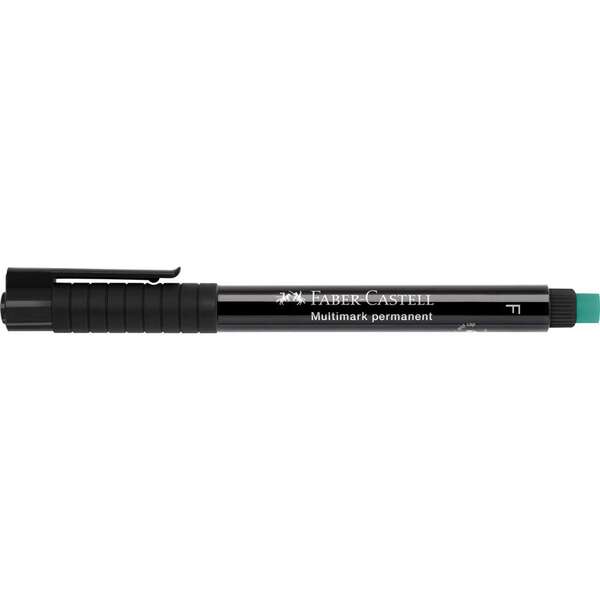 Faber-Castell Multimark Rotulador Permanente - Ancho de Trazo 0.6mm - Goma de Borrar Integrada - Resistente a la Luz y al Agua - Color Negro · Pack de 10 uds.