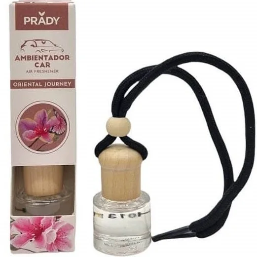 Prady Ambientador Coche Oriental Journey - Frasco de Cristal 6 ml y Cuerda para Espejo Retrovisor
