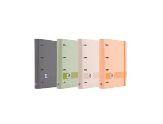 Oxford Europeanbinder+ Boreal Carpeta Tamaño A4+ con Recambio de 100 Hojas Cuadricula 5x5mm - Tapa de Plastico Polyfoam - Cierre con Goma - Colores Surtidos · Pack de 10 uds.
