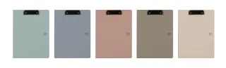 Oxford Forest Carpeta Sujetapapeles con Tapa - Formato A4+ - Pinza Metalica - Polyfoam - Plastico Reciclado - Bolsillo Interior - Apertura 360º - Colores Neutros Surtidos · Pack de 10 uds.