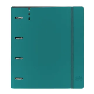 Safta Carpeta con 4 Anillas 35mm - Resistente - Recambio 100 Hojas - Cuadriculas 5x5mm - Cierre Elastico - Ranura para Boligrafo - Solapa Interior - 270x40x320mm - Color Verde