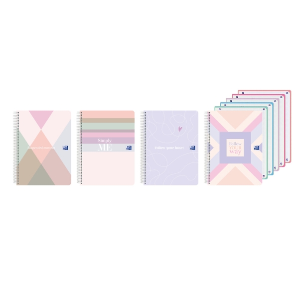 Oxford Cuaderno de Espiral - Formato A4+ - 120 Hojas - Cuadricula 5x5mm - Tapa de Plastico - Anti Traspaso de Tinta - Digitalizacion de Textos con App - Colores Surtidos · Pack de 5 uds.