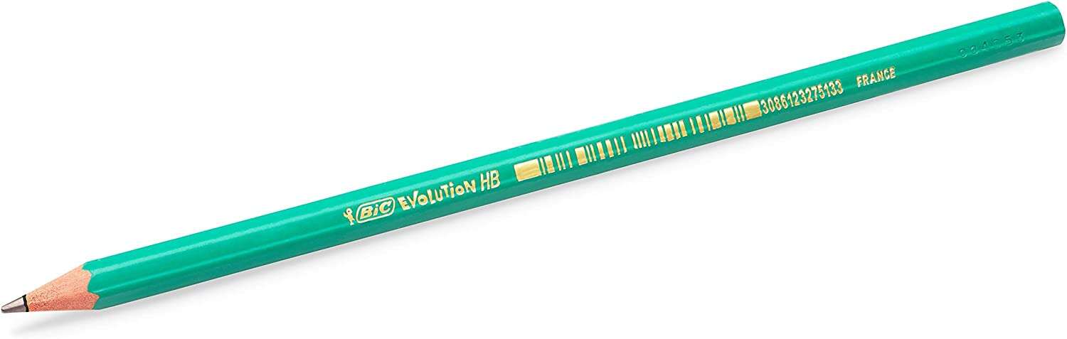 Bic Evolution Original Lapiz de Grafito Hexagonal - Mina HB Ultrarresistente - Sin Madera - No se Astilla · Pack de 12 uds.