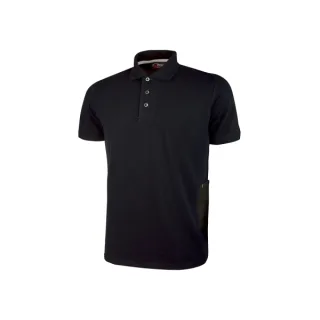 Upower Gap Polo de Manga Corta en Algodon Pique - Talla 2XL - Corte Ajustado, Cuello Acanalado, Banda Anti Sudor, Bolsillo Practico, Cinta Reflectante, Proteccion DPI1 - Color Negro Carbon
