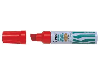Pilot Super Color 6600 Rotulador Permanente Multisuperficie Extragrueso - Punta Biselada Extragruesa de Fibra - Tinta Base Alcohol Libre de Xileno - Cuerpo Metalico - Color Rjo · Pack de 12