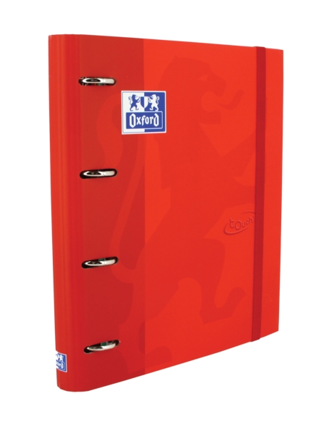 Oxford Touch A4+ Europeanbinder - Tapa Extradura Resistente - Lomo de 45mm - Anillas de 4Dx35mm - Incluye Recambio 5x5 - Color Carmin · Pack de 4 uds.