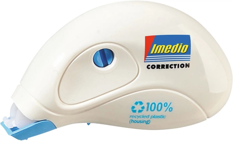 Imedio Roller Compact Cinta Correctora 5mm x 10m - Rapido, Limpio y Preciso - Sin Disolventes - Control de Nivel de Cinta - Tensor de Cinta - Carcasa 100% de Plastico Reciclado · Pack de 12 uds.