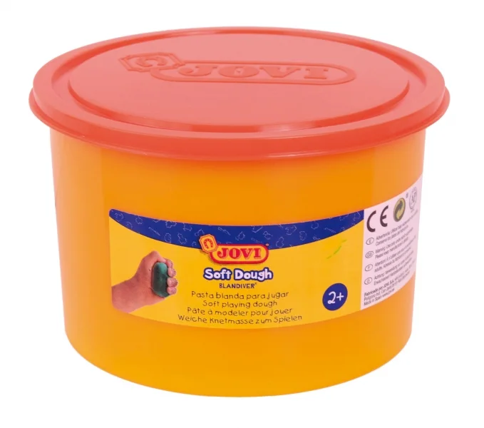 Jovi Soft Dough Blandiver Bote de Pasta de Modelaje 460gr - Blanda y Flexible - Facil de Amasar y Moldear - Ideal para Iniciacion al Modelaje - Color Naranja
