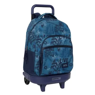 Safta New Edition Mochila con Carro - Extraible - Bolsillo Frontal - Portabotellas - Doble Cremallera - Hombreras Acolchadas - Asa Acolchada - Tarjeta ID - Base Reforzada - 330x220x450mm - C