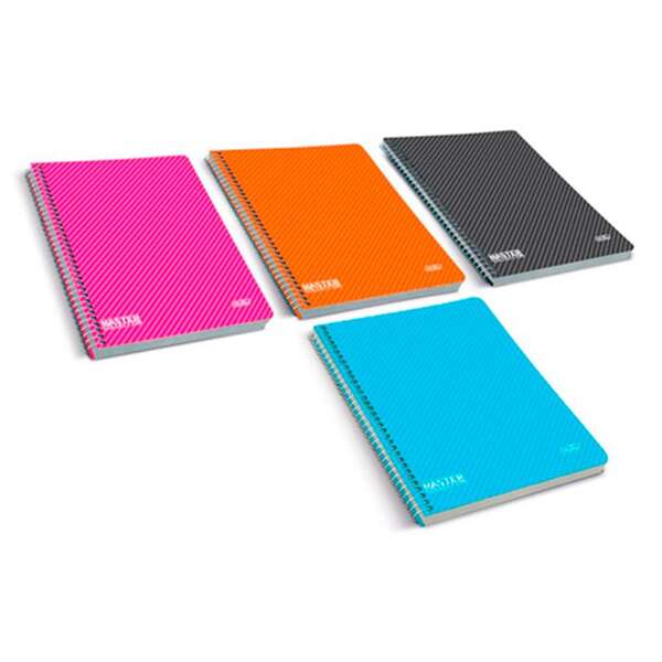Firmo Cuaderno Espiral A4 Cuadricula 4x4 con Margen 80 Hojas - Tapa Polipropileno - Colores Surtidos · Pack de 4 uds.